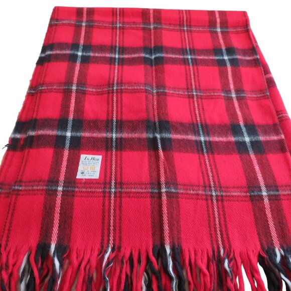 Vintage Acrylic Throw Blanket Red Tartan Plaid Fringe 54" x 50" Camp Lap Stadium - Picture 6 of 8